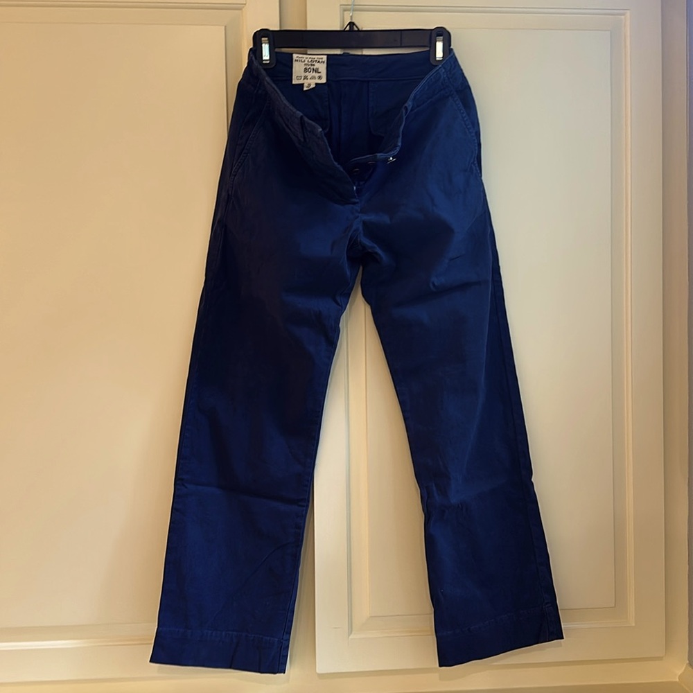 Classic Nili Lotan deep blue straight leg pant, size 00.